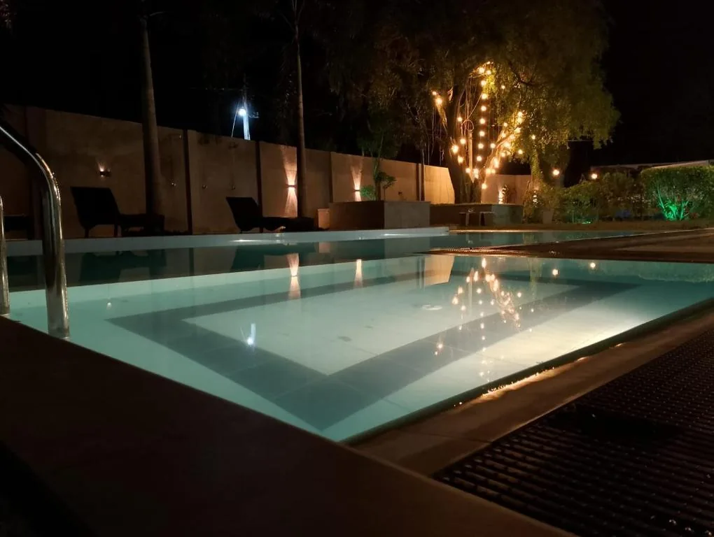 Night view of the pool at Malindu Yala Gate