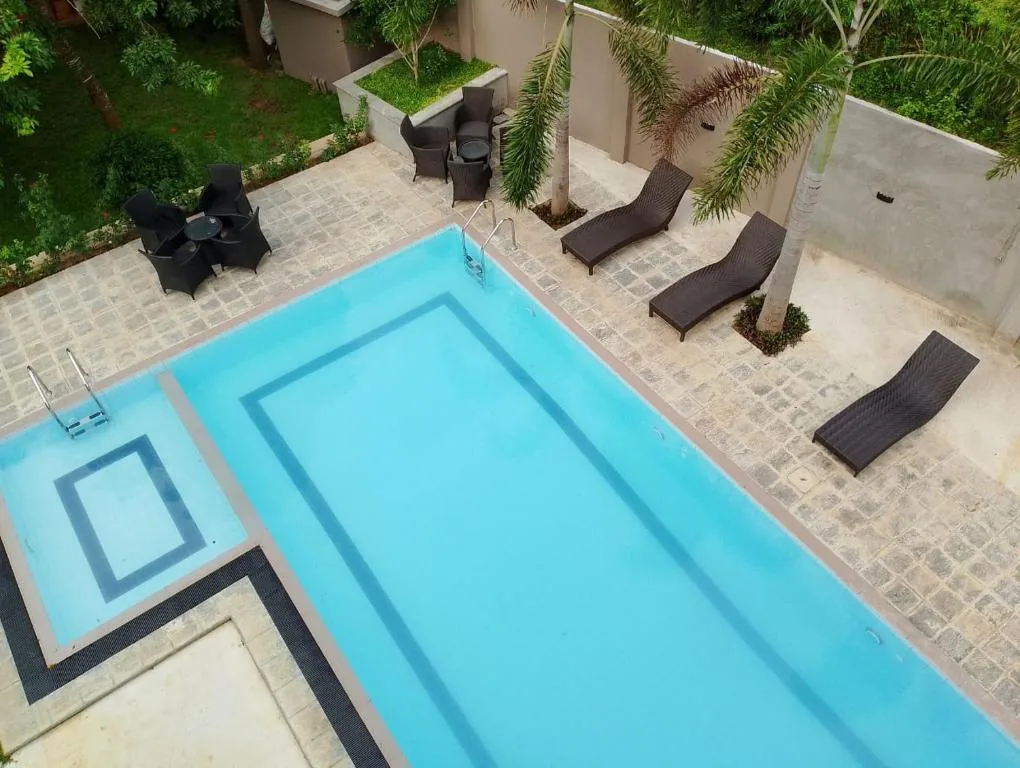 Overhead view of the pool area