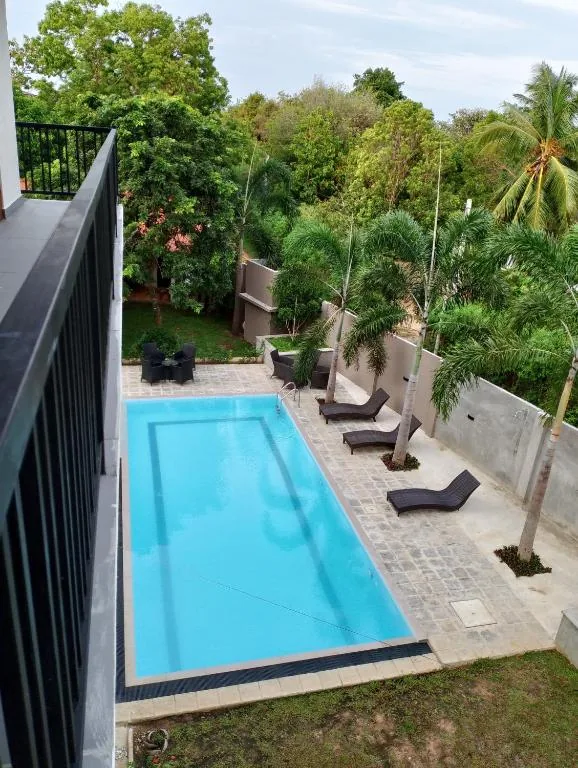 Vertical pool view from upper level